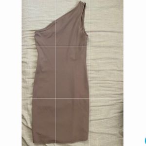 Forever21 one shoulder bodycon mini dress in taupe